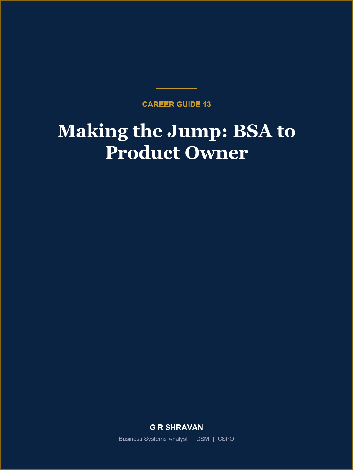 Cover of Making the Jump: BSA to Product Owner